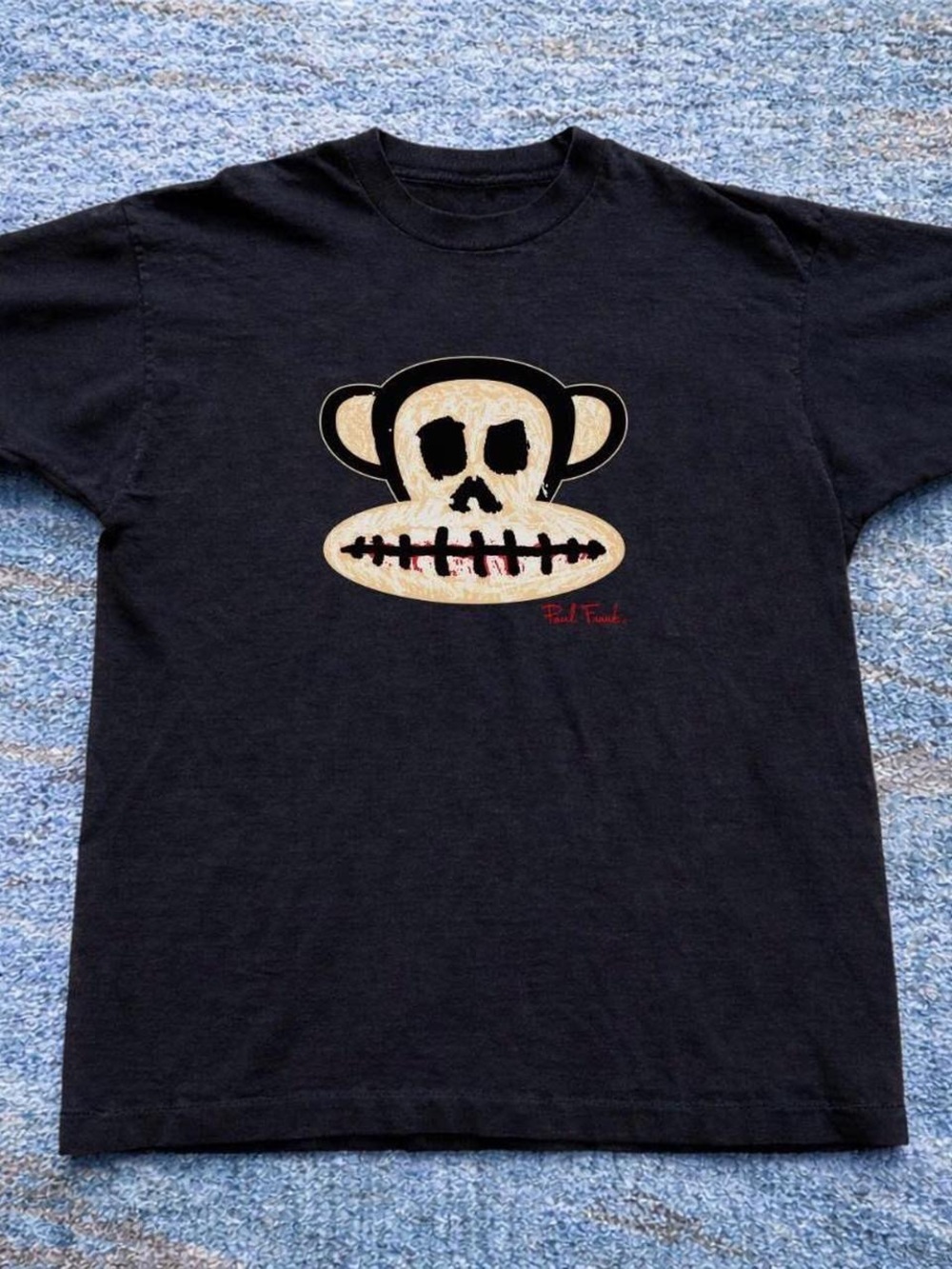 Gildan Black Tee with Cream Monkey Skull Graphic